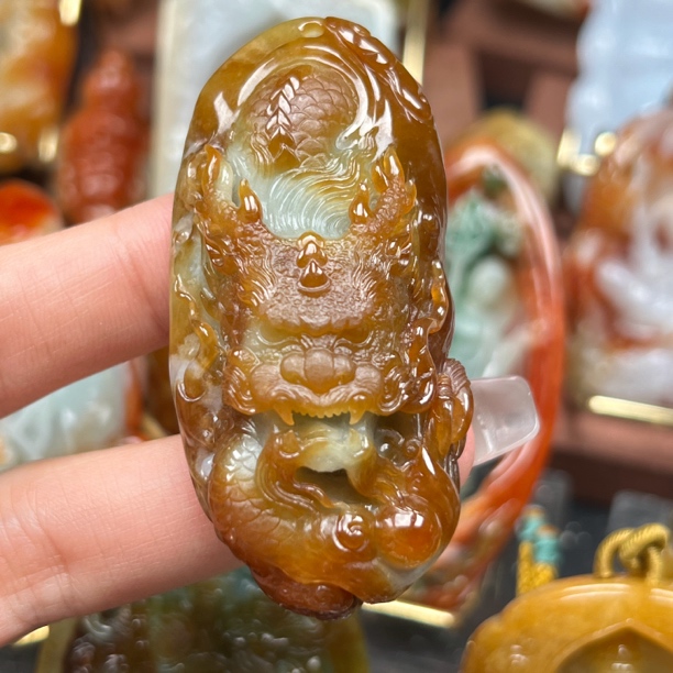 达马砍老种老料龙牌挂件