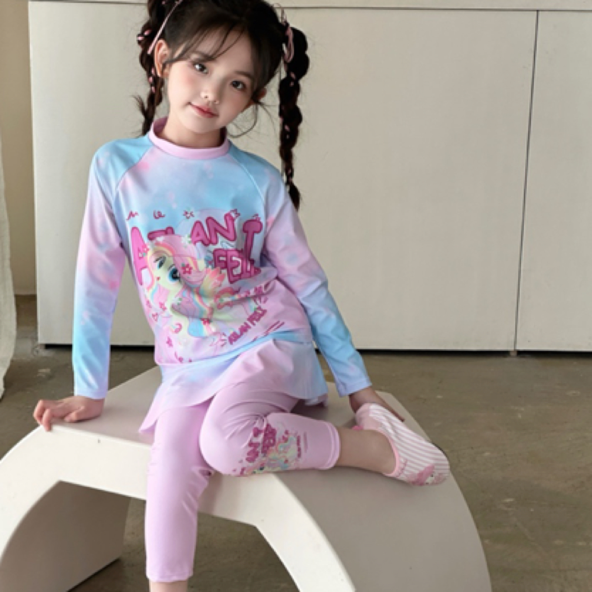 儿童泳衣长袖长裤小马宝莉速干防晒女宝泳衣