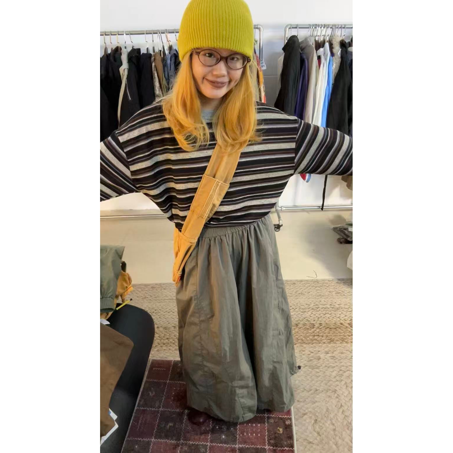 335“灰紫”复古灰色领口 ➕撞色条纹长袖