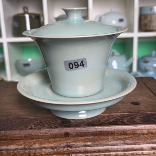 杯094仿古釉马蹄三才盖碗手工薄胎二级