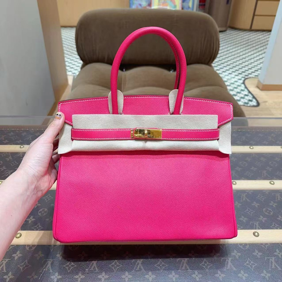 99新 Hermes/爱马仕 birkin30 糖果粉 金扣 E皮 Q刻