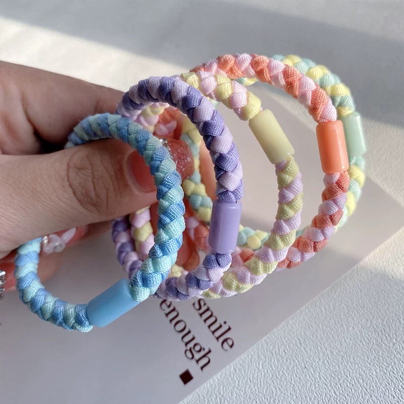 编织加粗高弹力头绳韩国彩色扎头发皮筋头饰不伤发发圈马尾橡皮筋