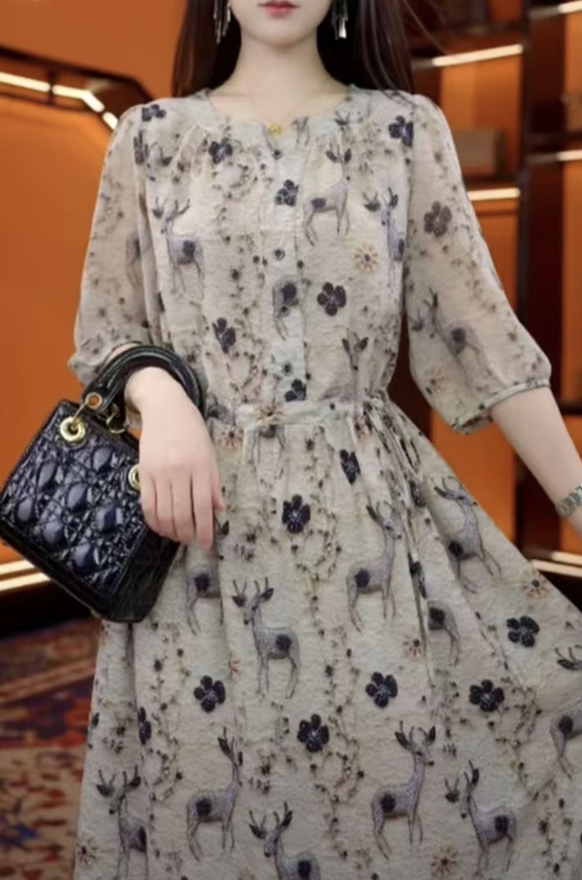 [一鹿有你]H6204 2025新款优雅气质显瘦百搭时尚连衣裙-沐垚