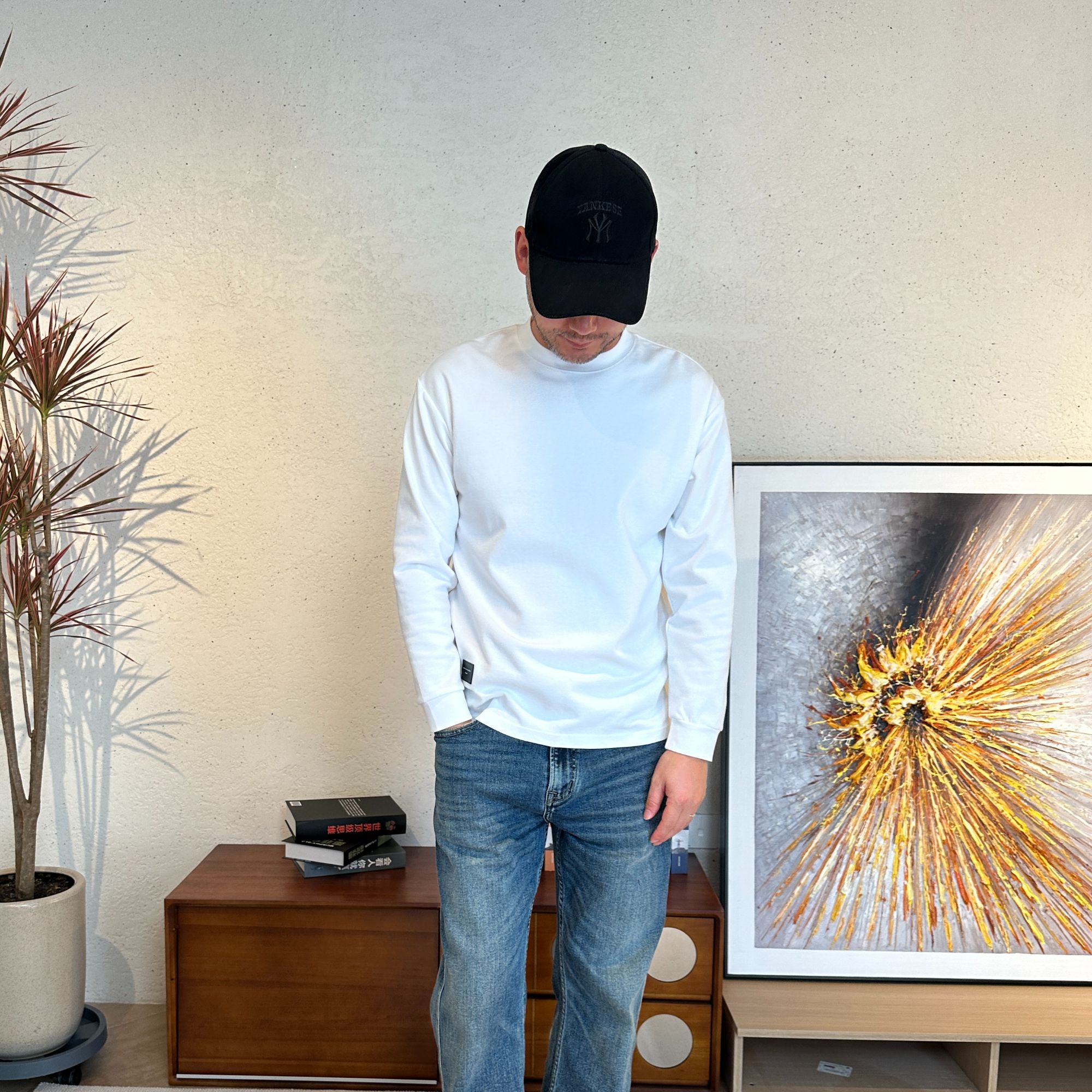 【布凡男装专属】2025秋冬款 简约净版百搭束口长袖圆领T恤打底卫衣