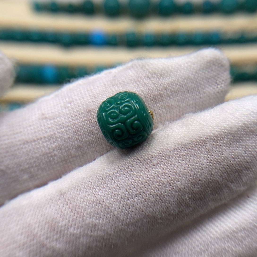 绿松石未镶嵌珠宝奇石回纹老型9.4mm