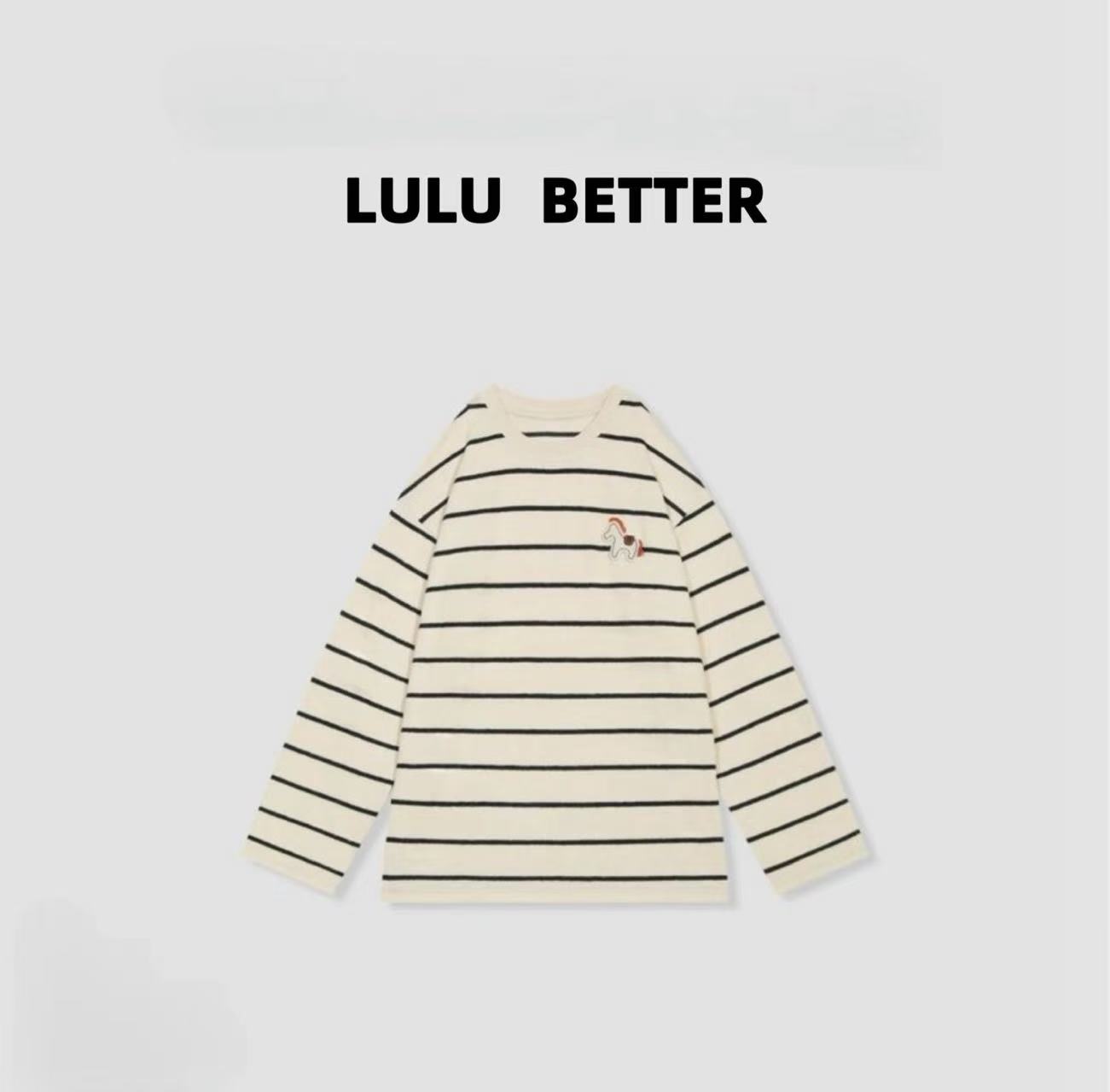 루루가−（爱马家马马）时尚条纹百搭简约羊绒长袖潮流休闲风