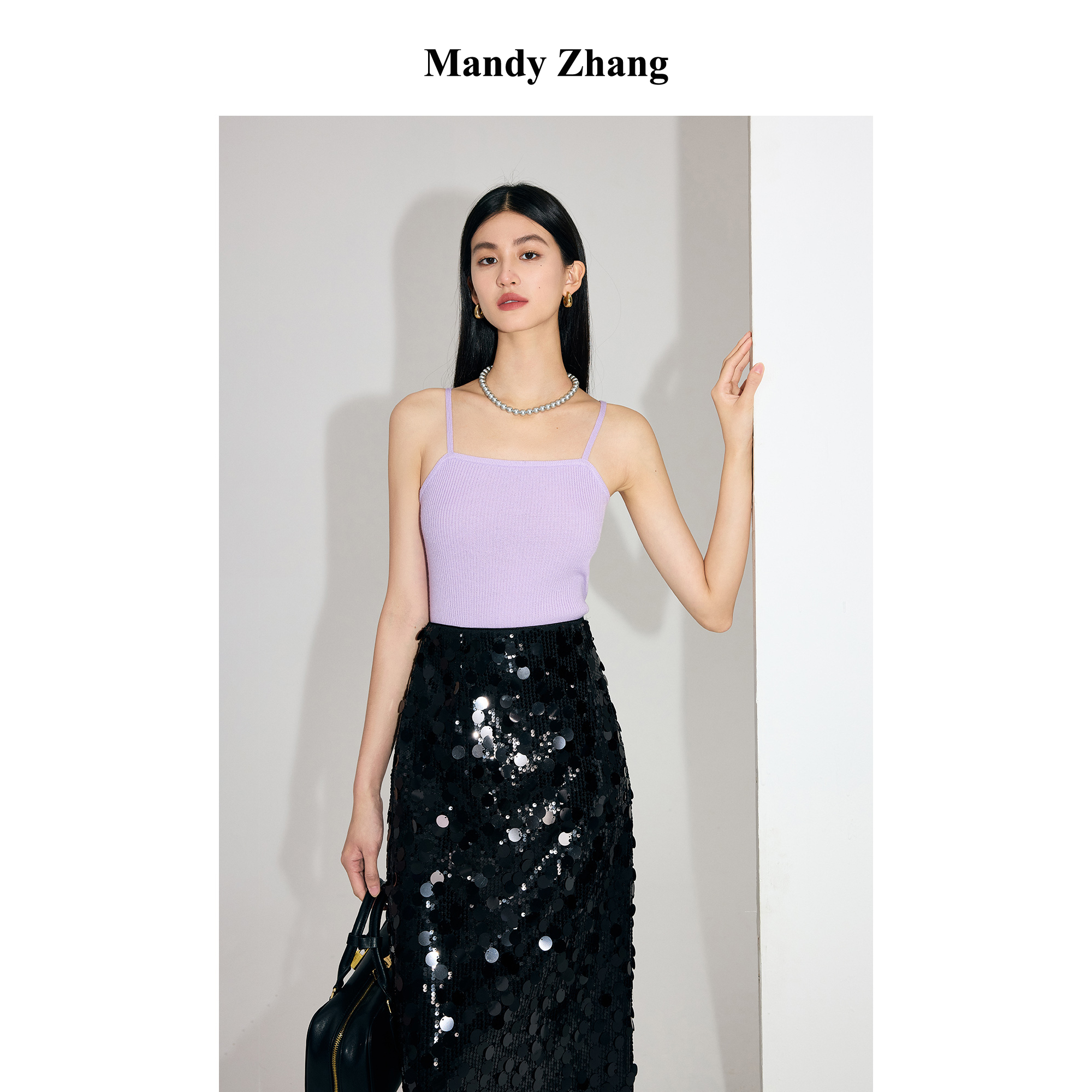 【初依专属】MandyZhang紫色法式羊毛吊带背心女秋针织无袖上衣