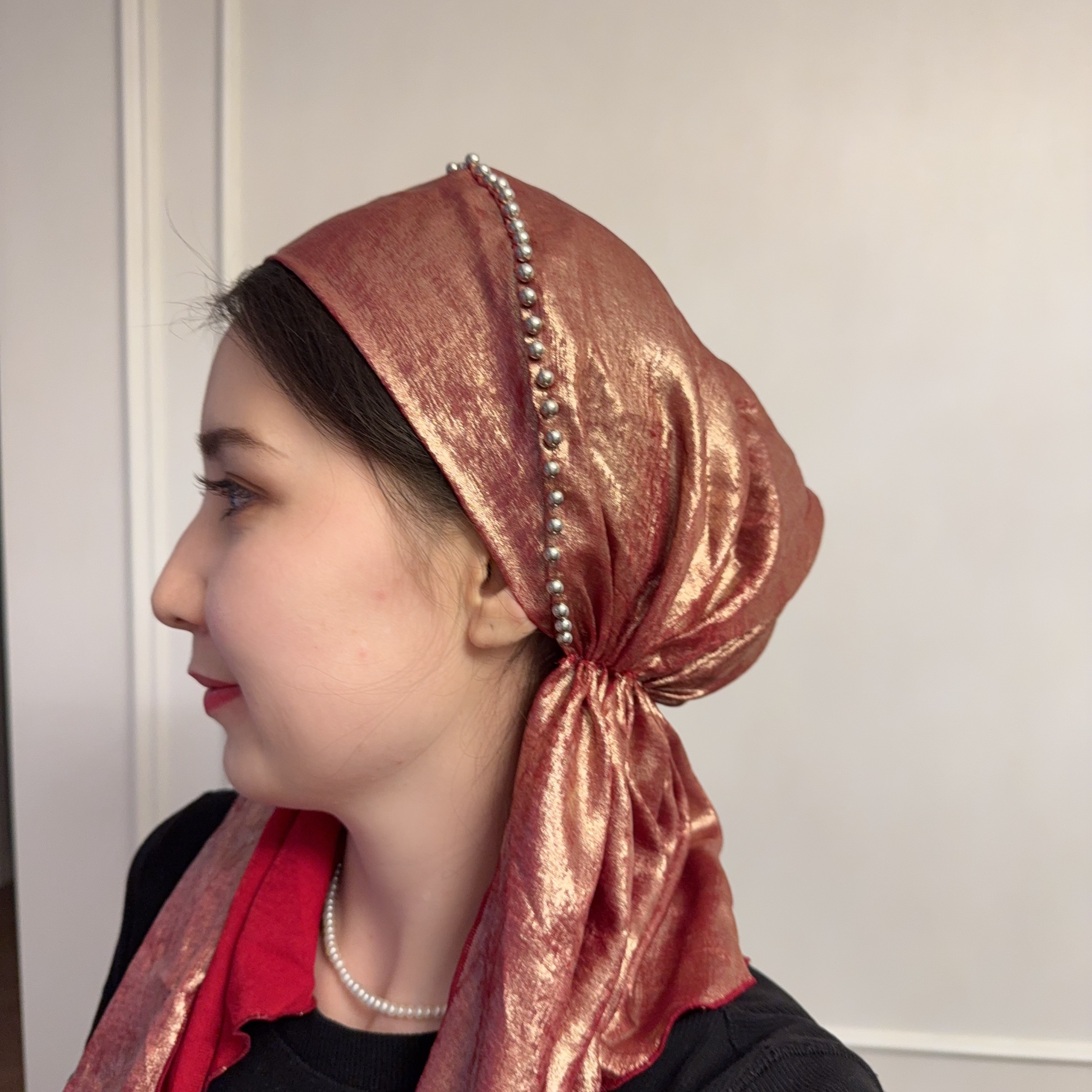 进口红色 头巾        高档