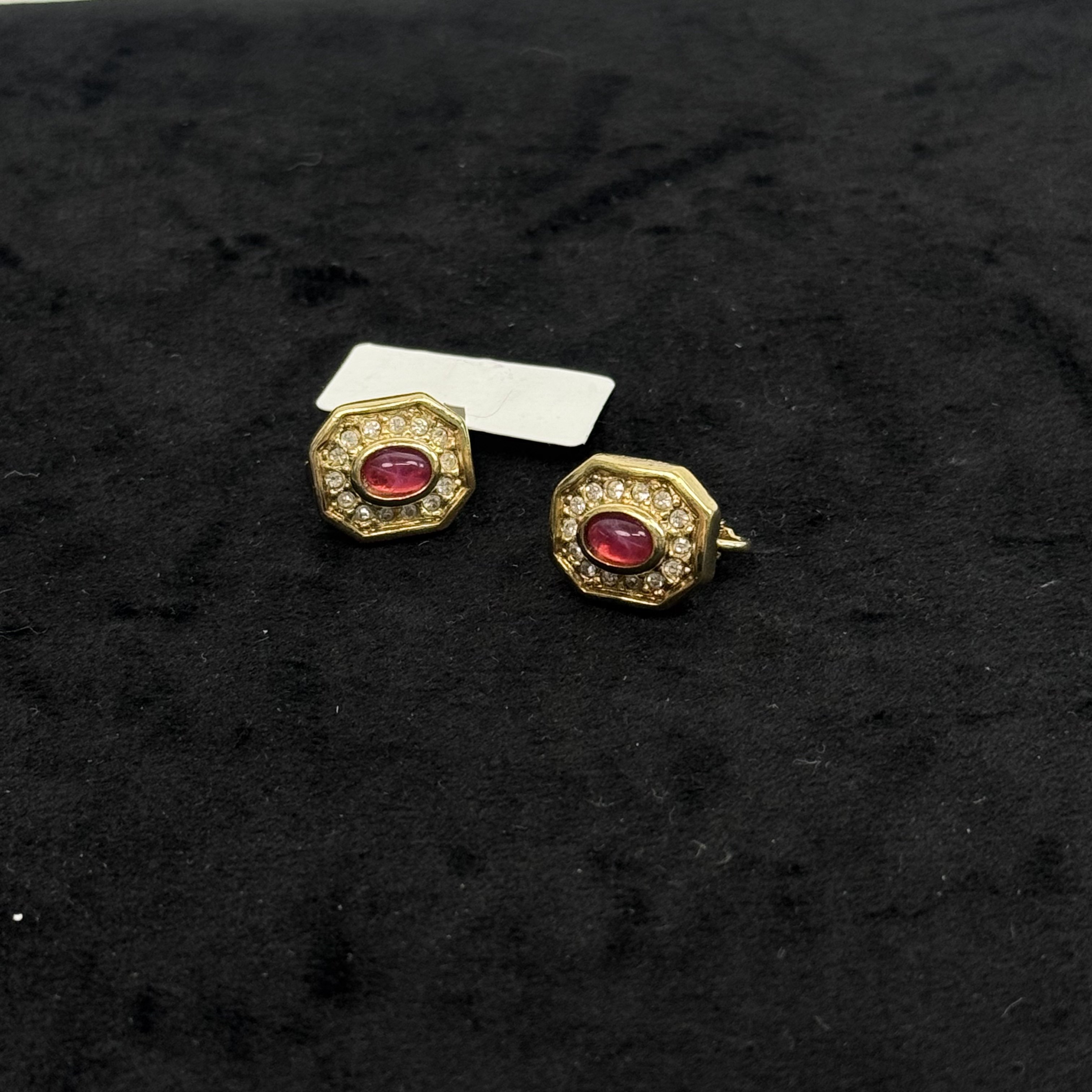 95新 DIOR/迪奥 迪奥红色云纹琉璃耳夹