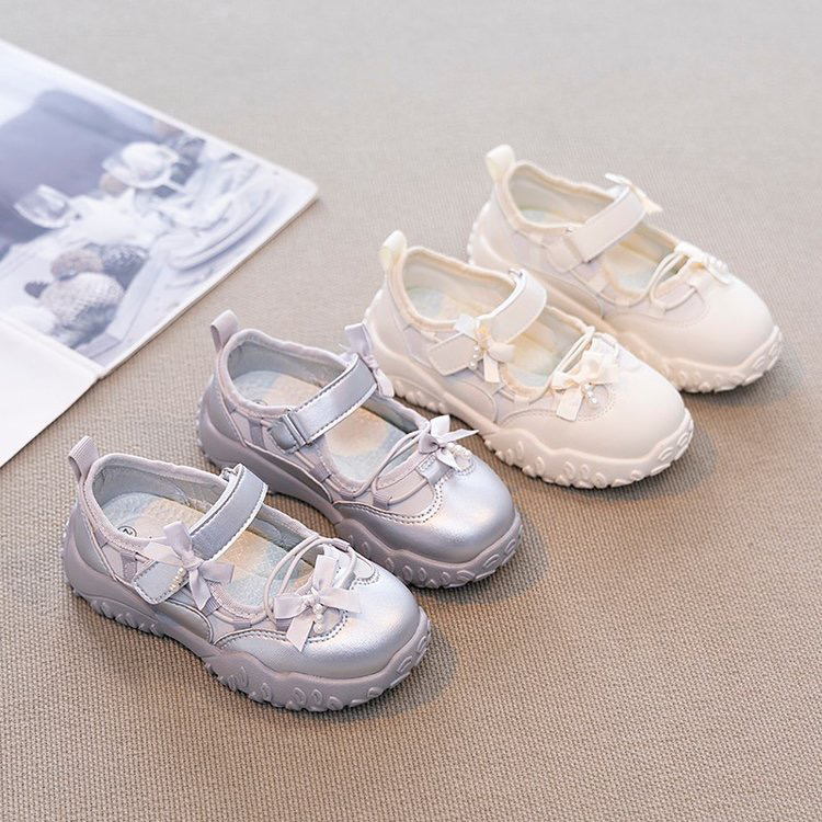 女童小皮鞋夏季2025新款儿童软底蝴蝶结公主鞋中大童女孩包头4