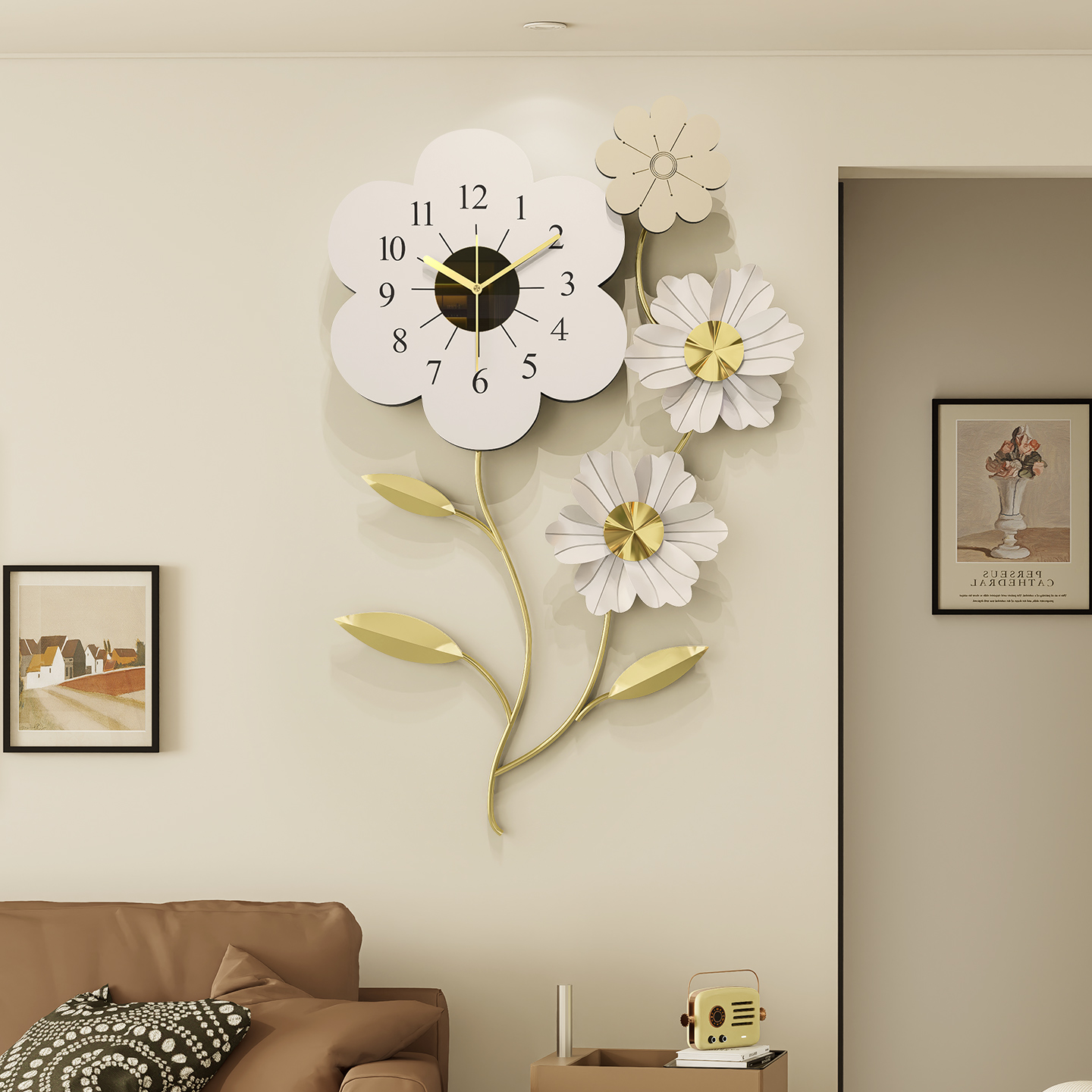 繁花似锦--美居一刻创意装饰挂钟客厅餐厅静音钟表家用时钟挂件