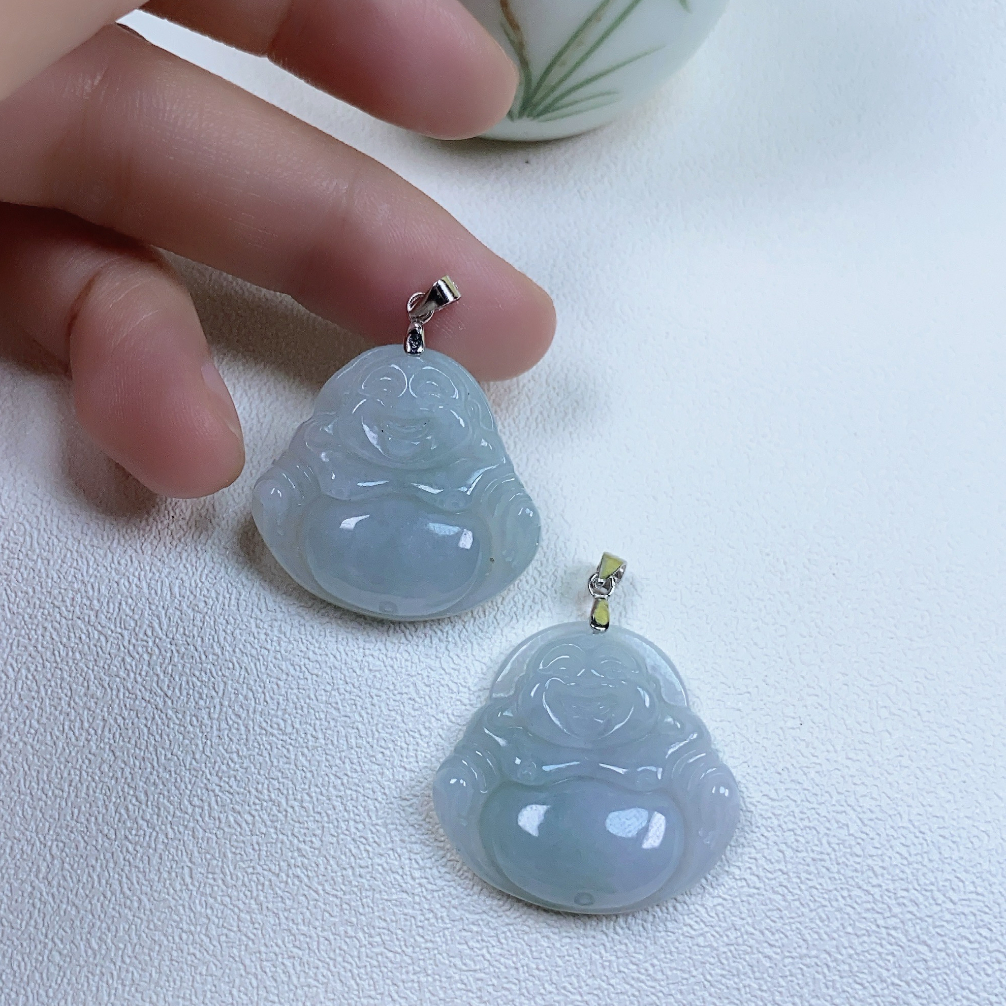 天然翡翠玉佛公吊坠26-30毫米宽妈妈宝宝挂坠