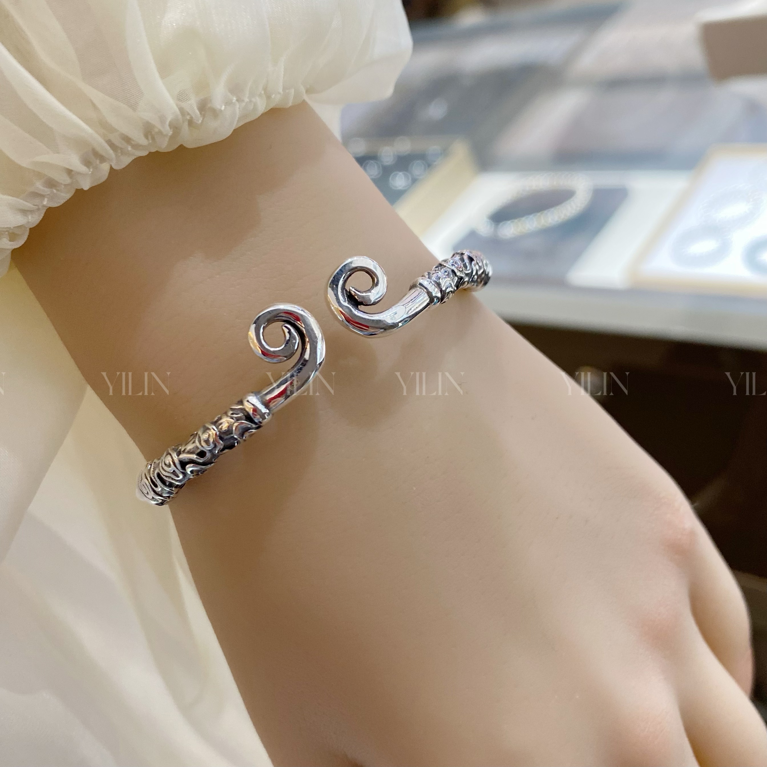 足银手镯 黑神话紧箍咒金箍棒复古纯银手镯足银999.9个性时尚