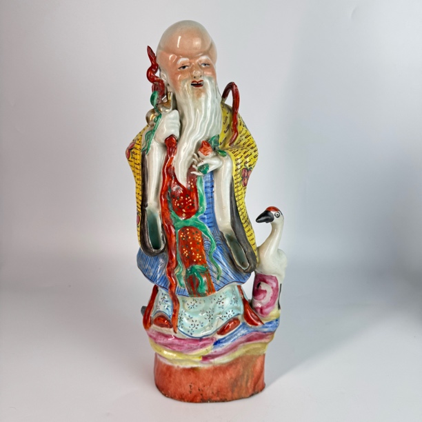 TC 02172 民国 粉彩寿星瓷塑