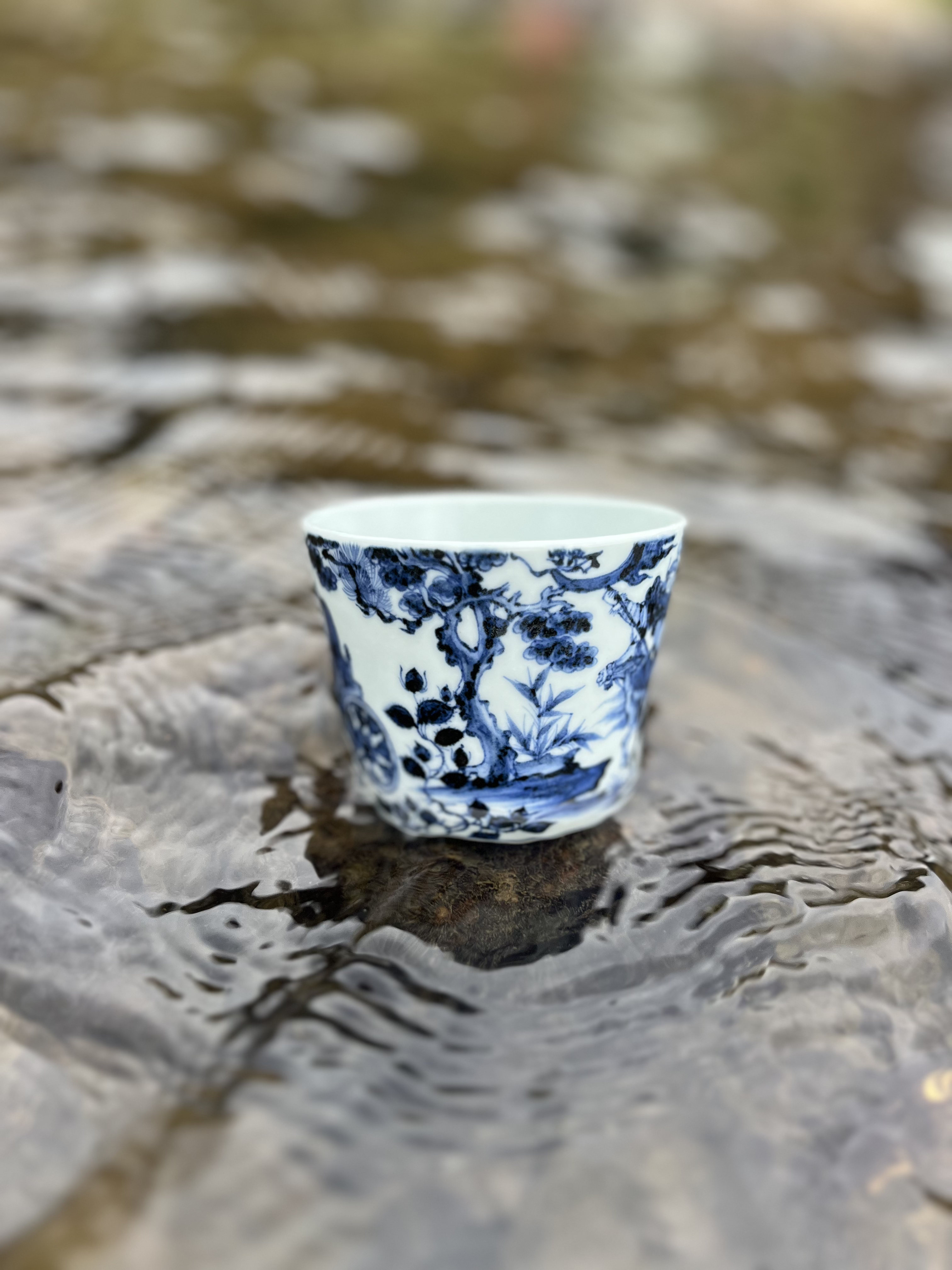 觅瓷山房幽蓝溪堂青花瓷鬼谷子下山陶瓷可乐杯茶杯