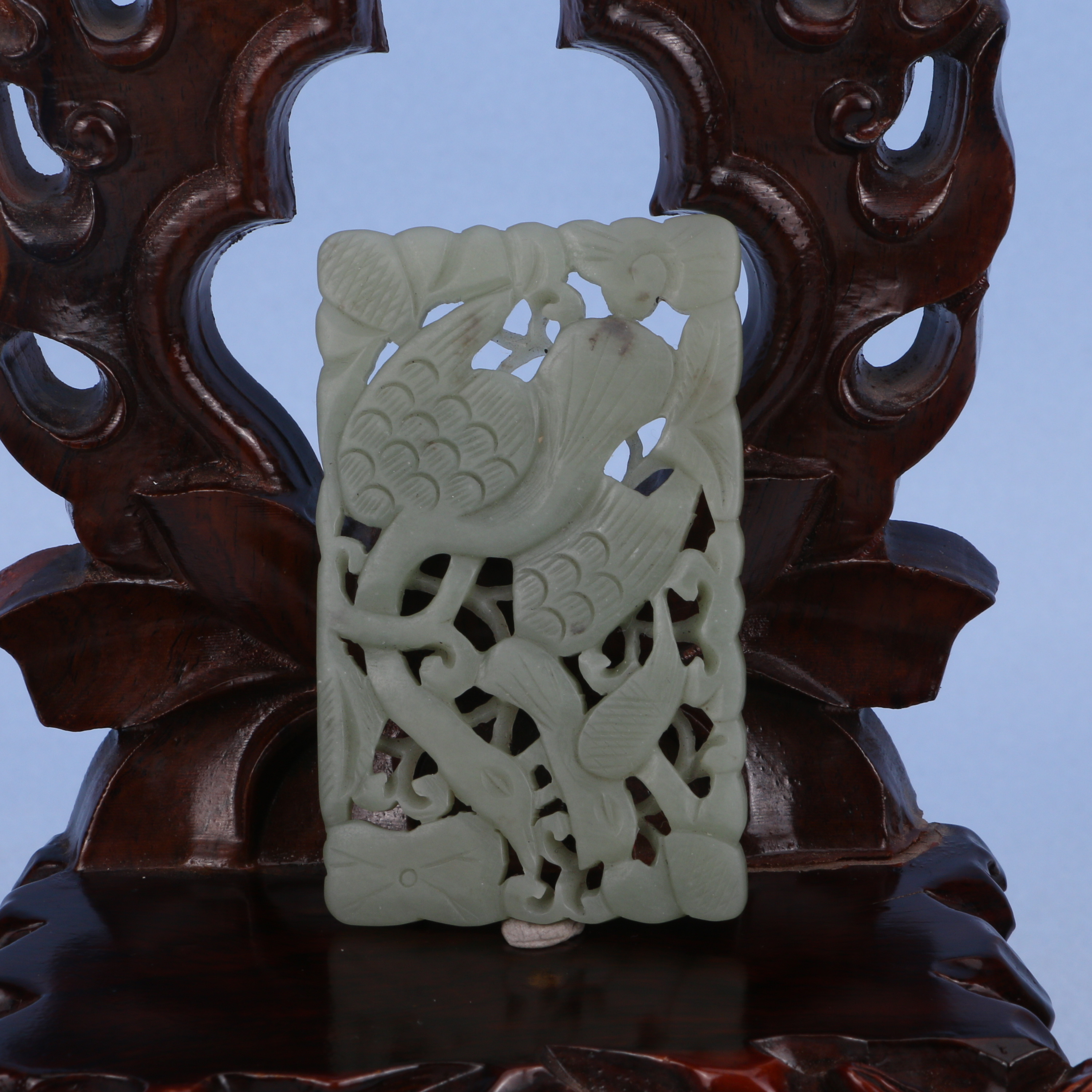 6  清  和田玉仙鹤牌