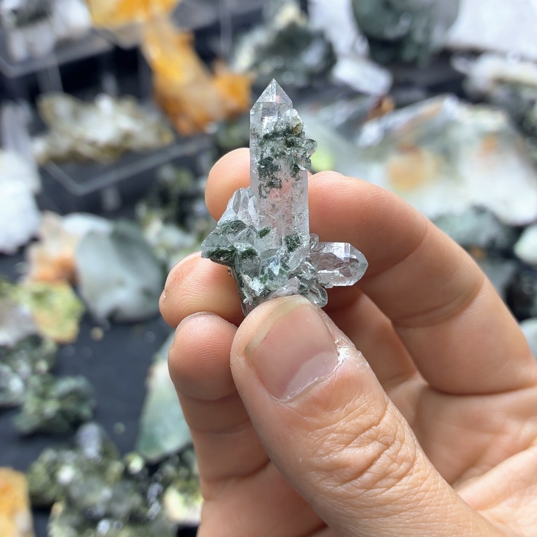 g****石材超美绿幽晶簇