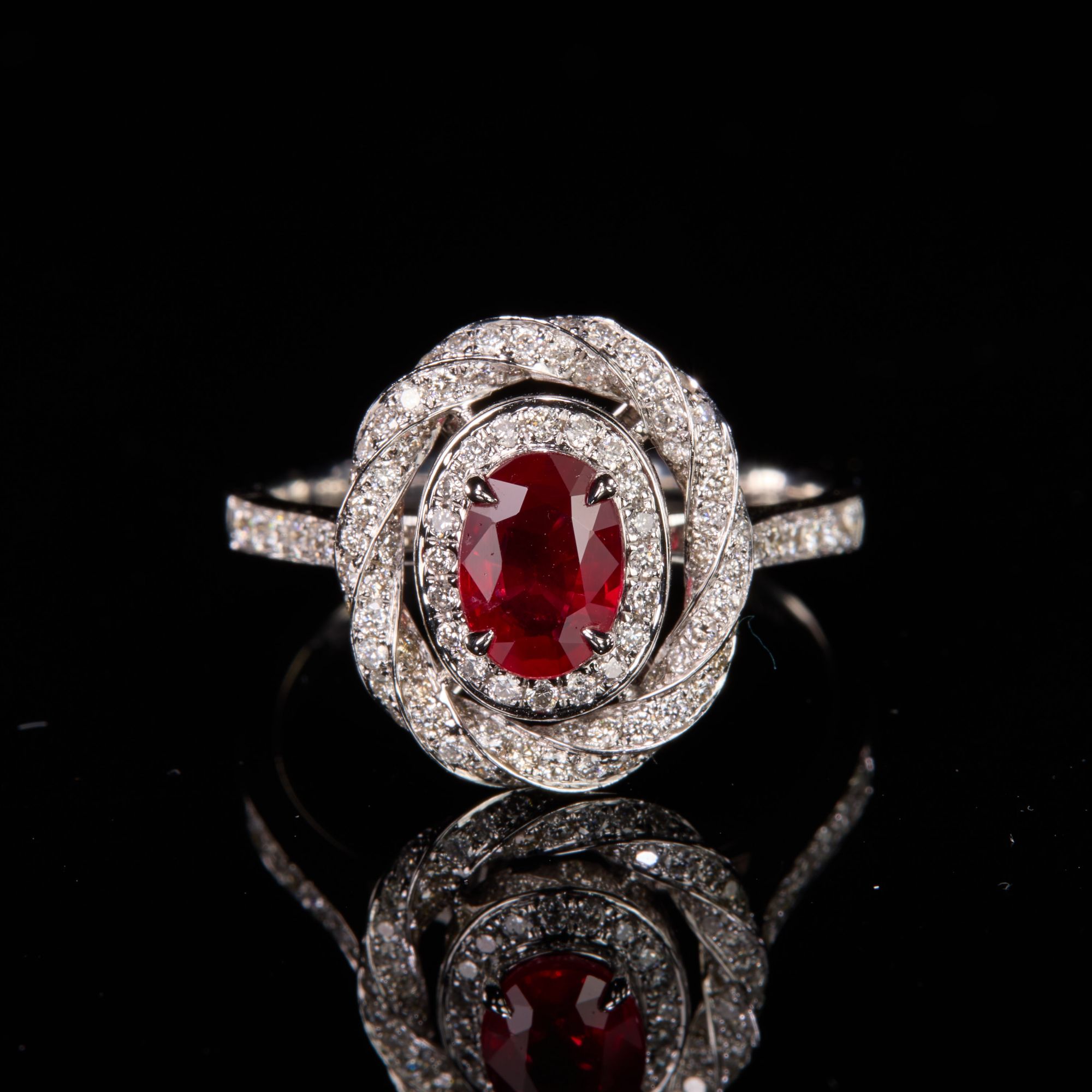 如苑珠宝18K金红宝石戒指1.09ct AIGS证书无烧鸽血红