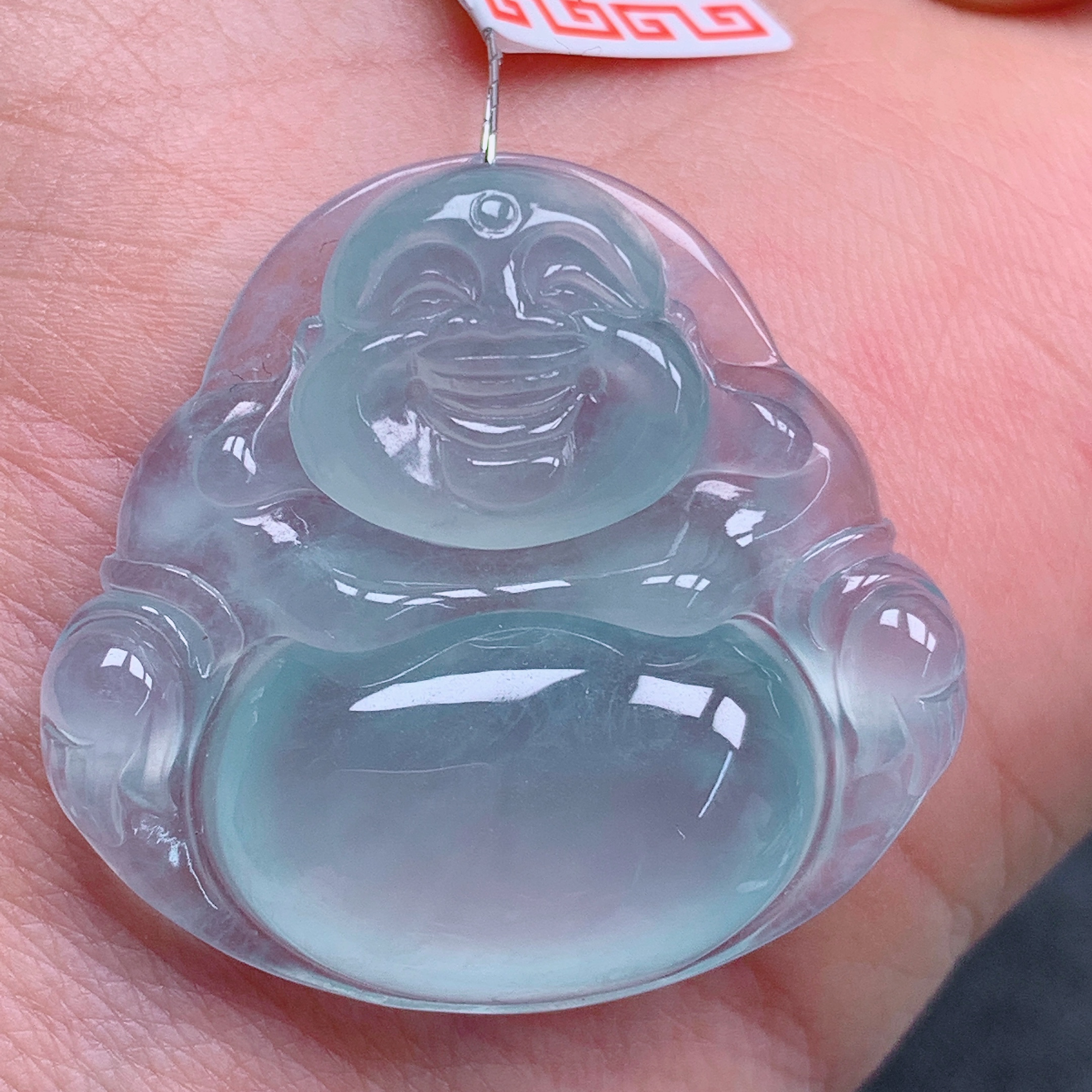 天然缅甸翡翠A货高冰蓝佛公气质精美尺寸31.6+29.5+6.4  24