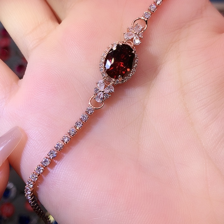 石榴石手链银S925镶嵌