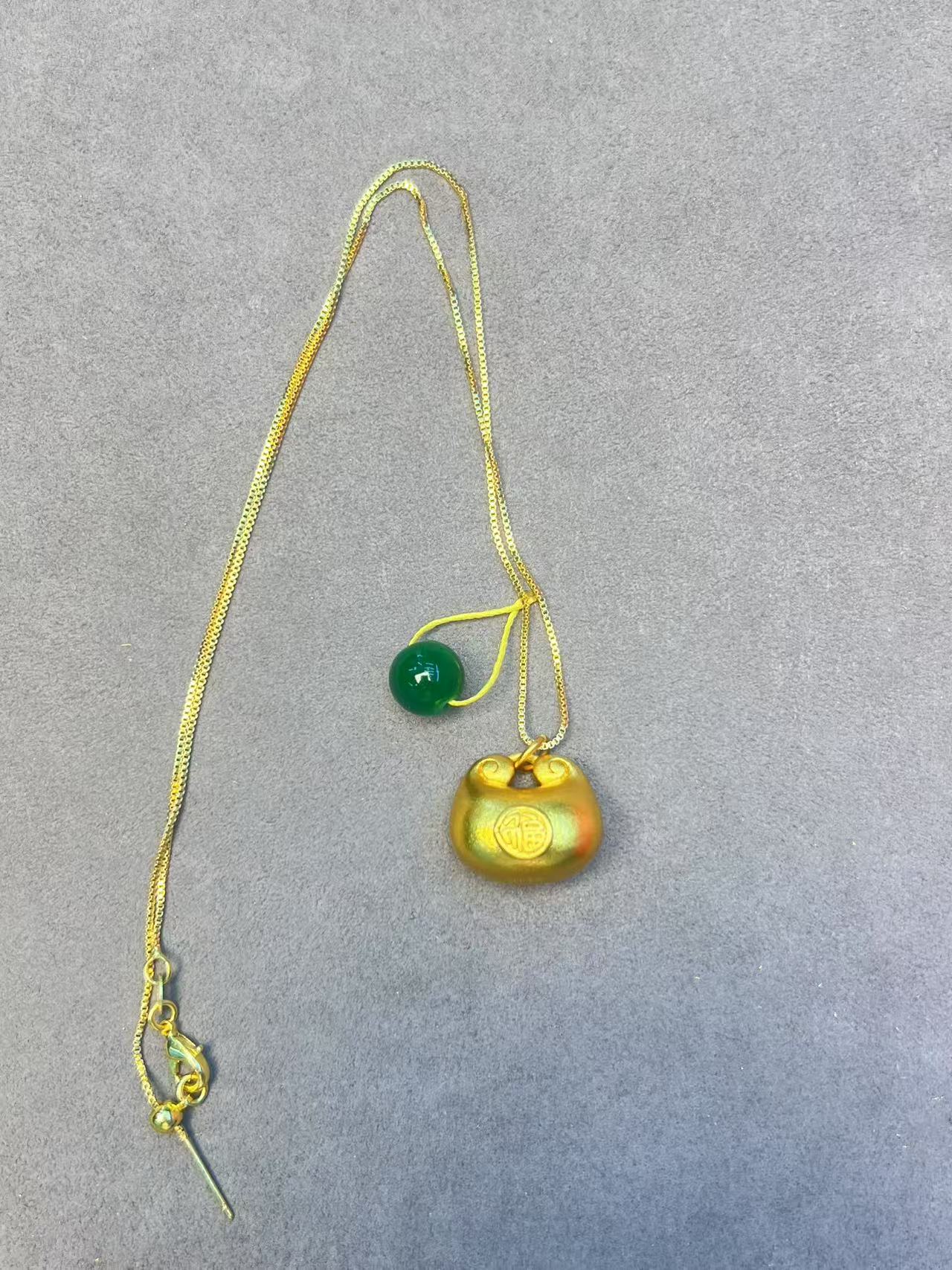 新款（福袋吊坠带链子）足金同款中式高级男女同款玛瑙H013