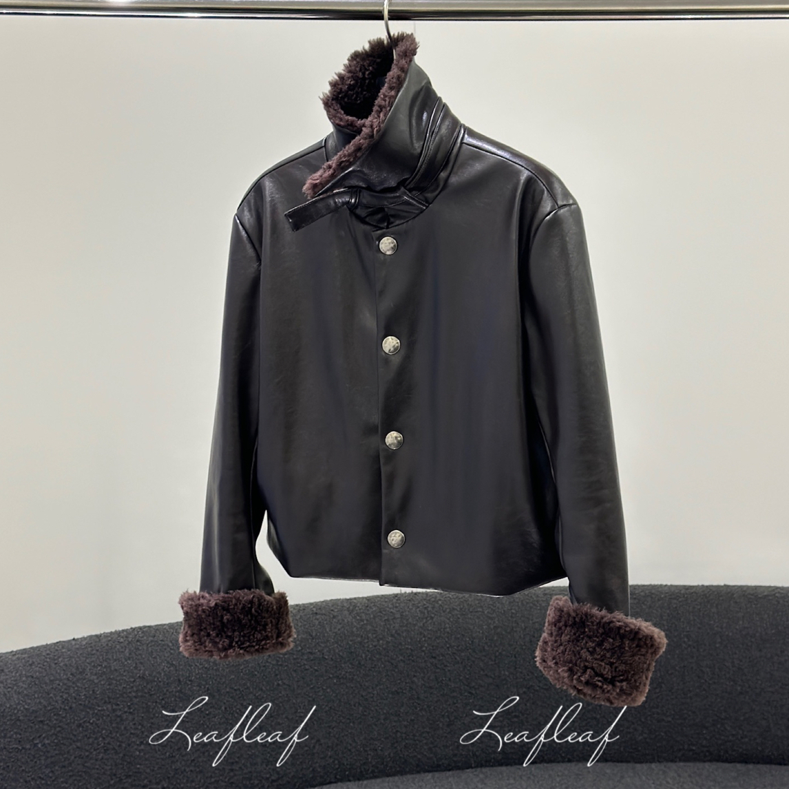 YIFULU 喇叭皮毛一体短夹克 LEAFLEAF设计师品牌
