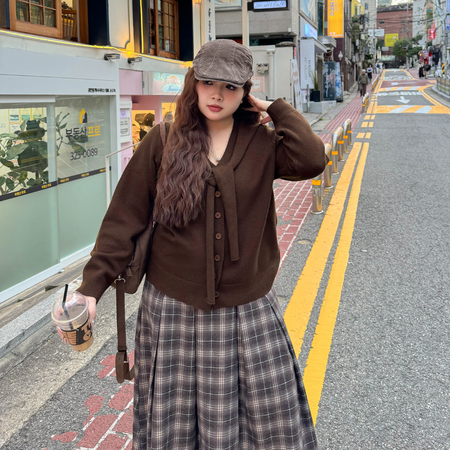 DC8497大码女装【假两件披肩针织衫】秋冬胖mm复古V领毛衣开衫外套