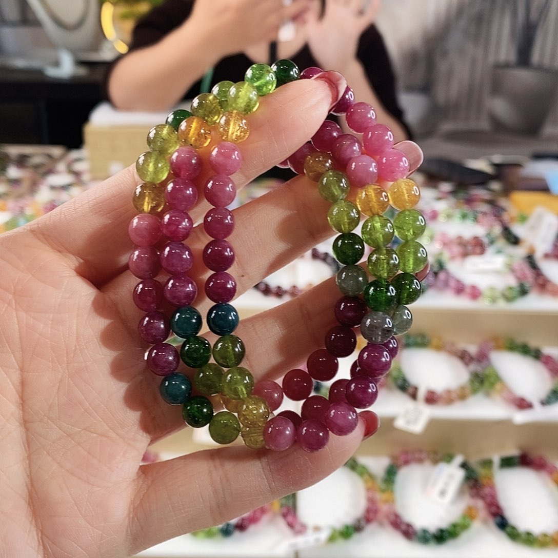 碧玺手串未镶嵌G2349三圈颜色微差