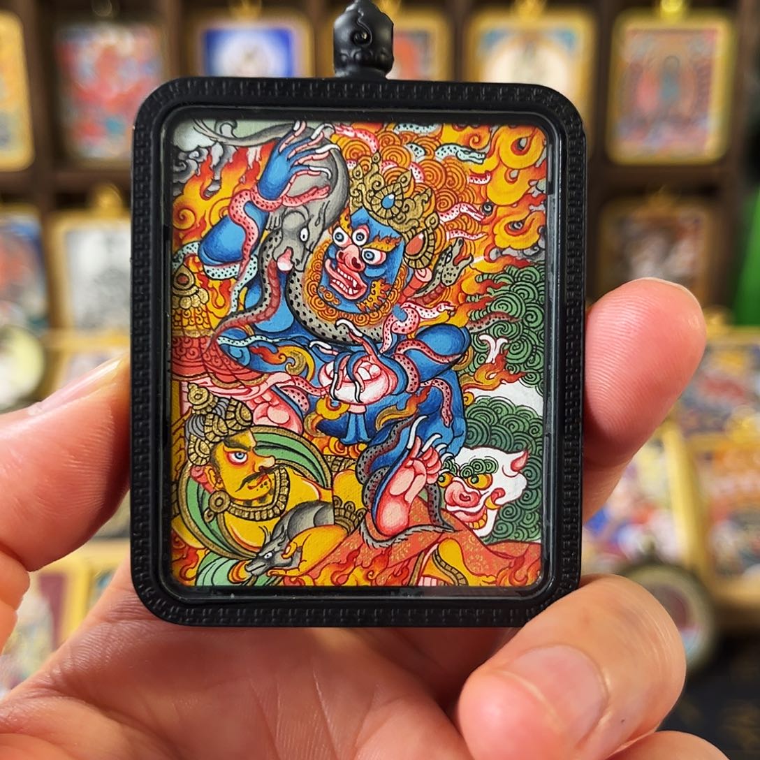 吊坠青海热贡手绘黑姥爷