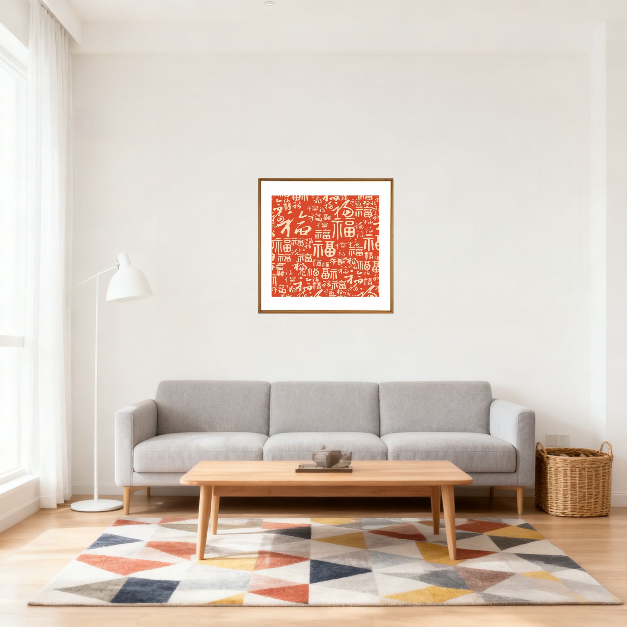 百福斗方-客厅起居室卧室茶室玄关榫卯高清微喷装饰画