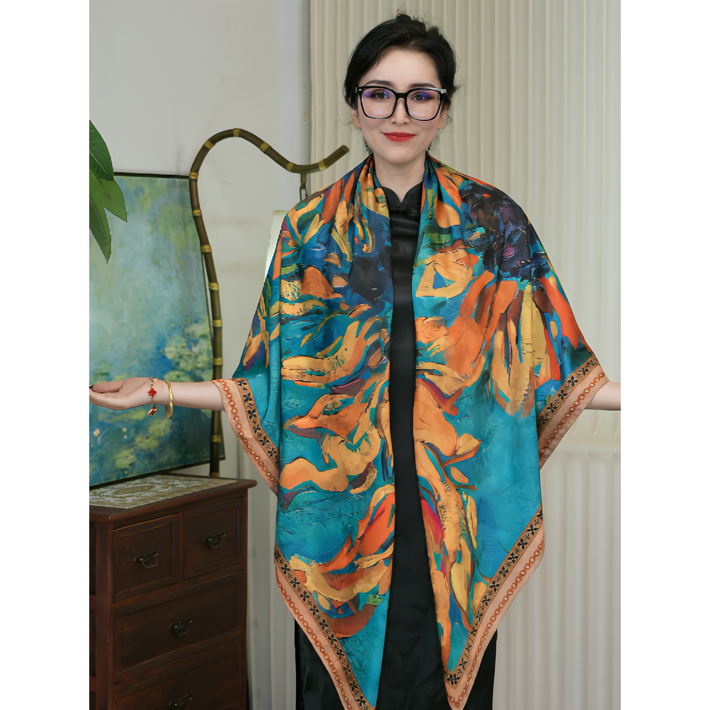 星悦｜印象葵花｜香云秋冬保暖优雅百搭140方巾9月