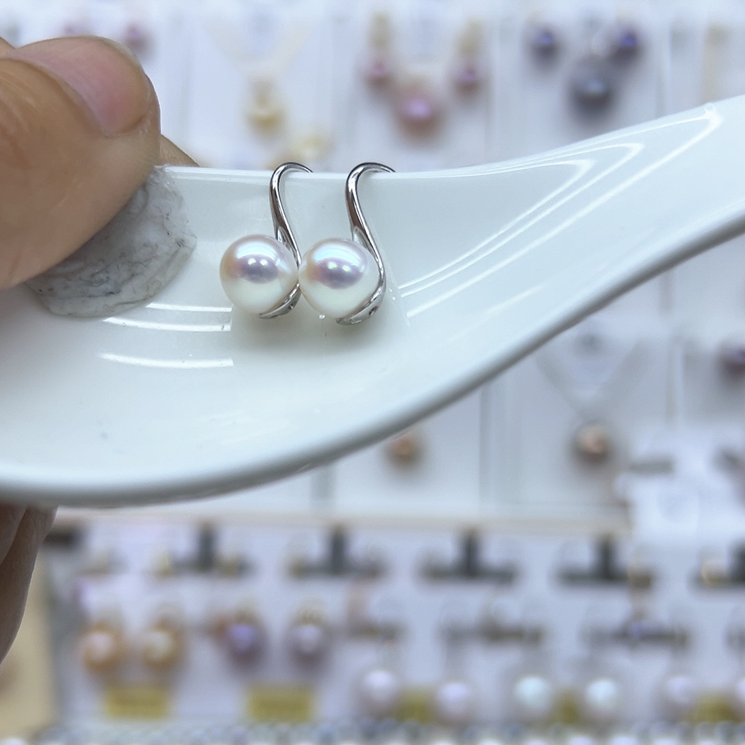 淡水珍珠耳饰银S925镶嵌2