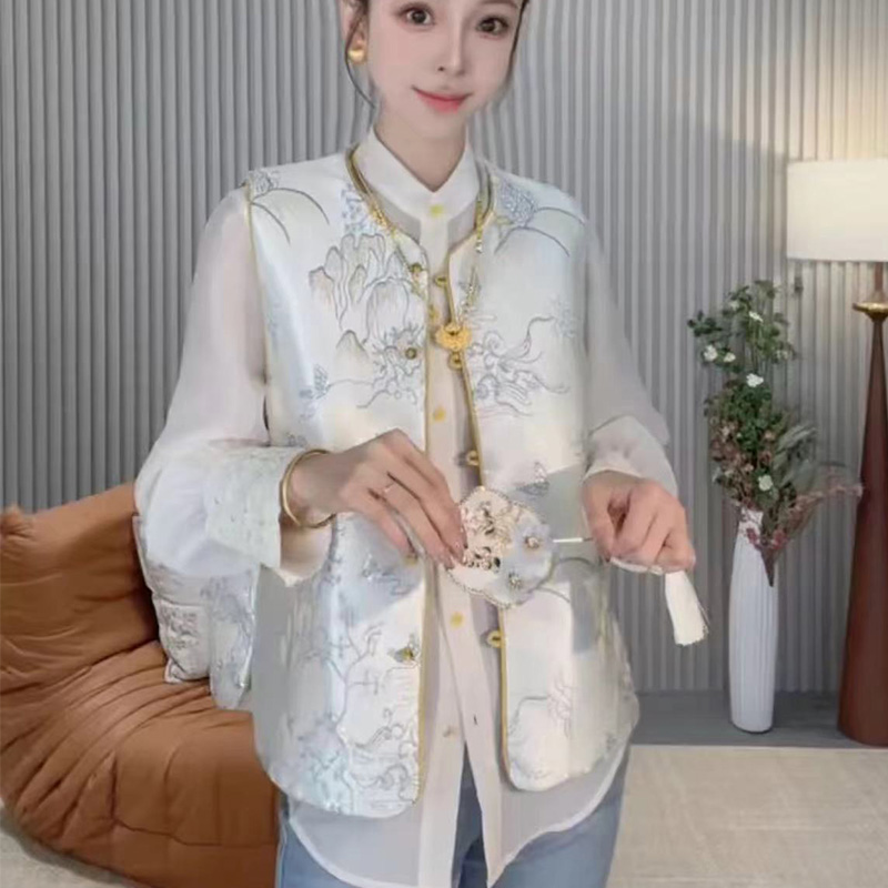 新中式国风刺绣双面穿马甲女名媛春季新款高级感宽松显瘦上衣外套