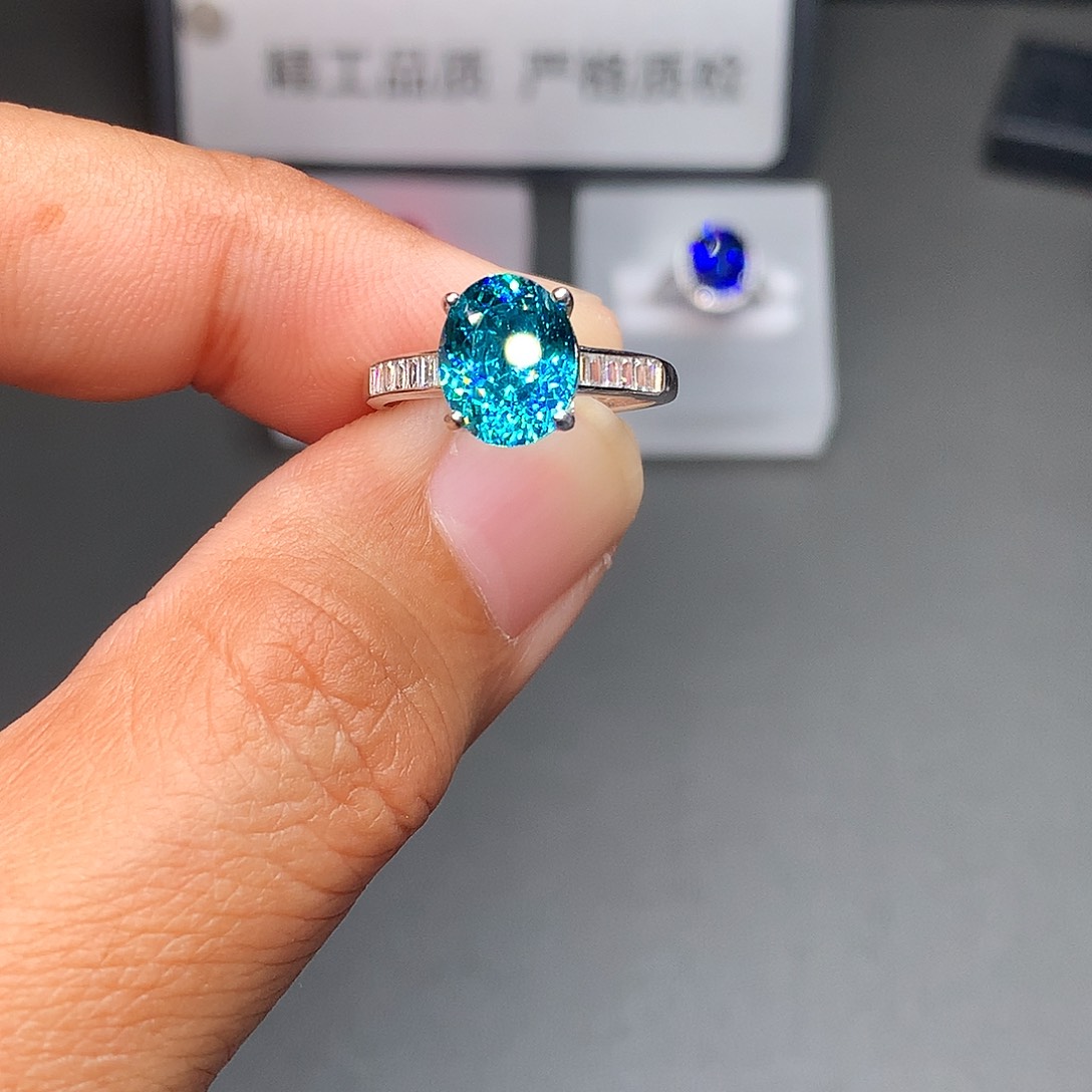 银S925镶嵌碧玺戒指