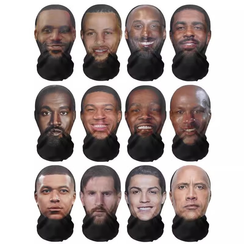 NBA球星整蛊头套科比詹姆斯乔丹库里人脸表演恶搞整蛊头套3D面罩