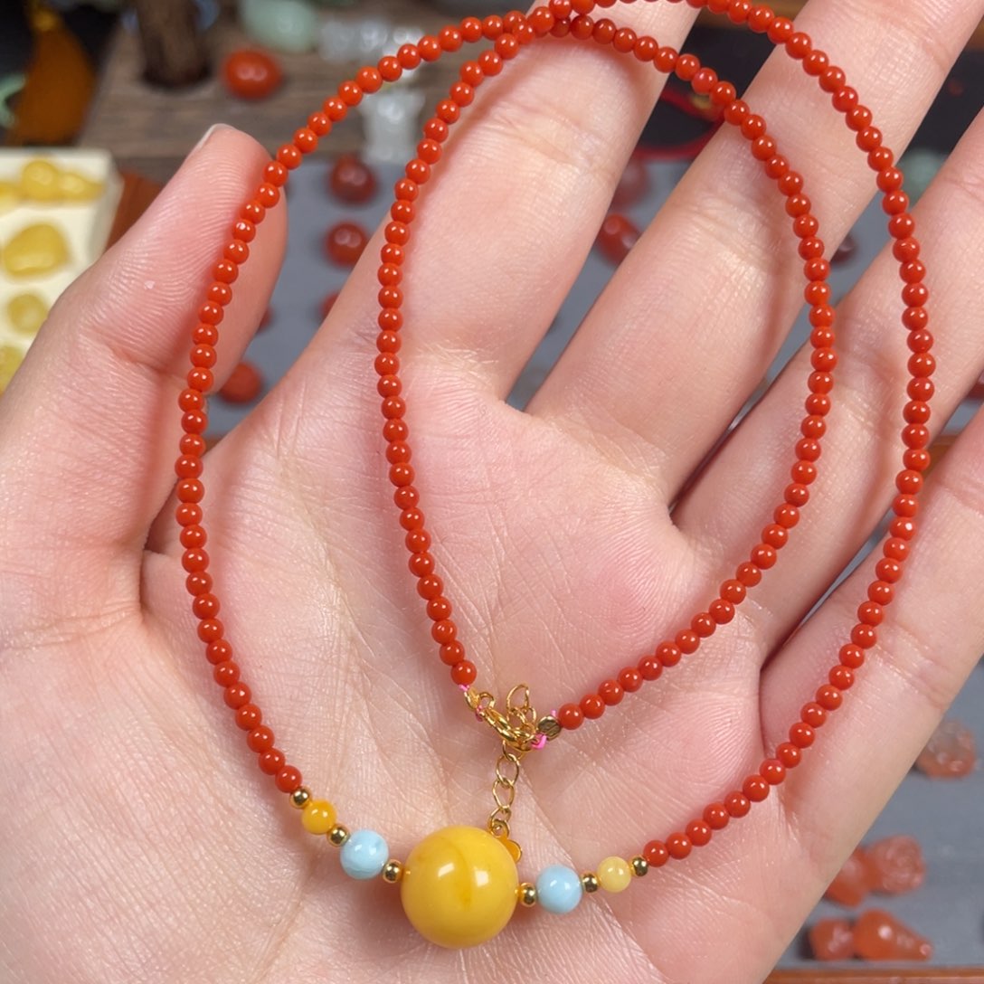 南红玛瑙单珠锁骨链未镶嵌