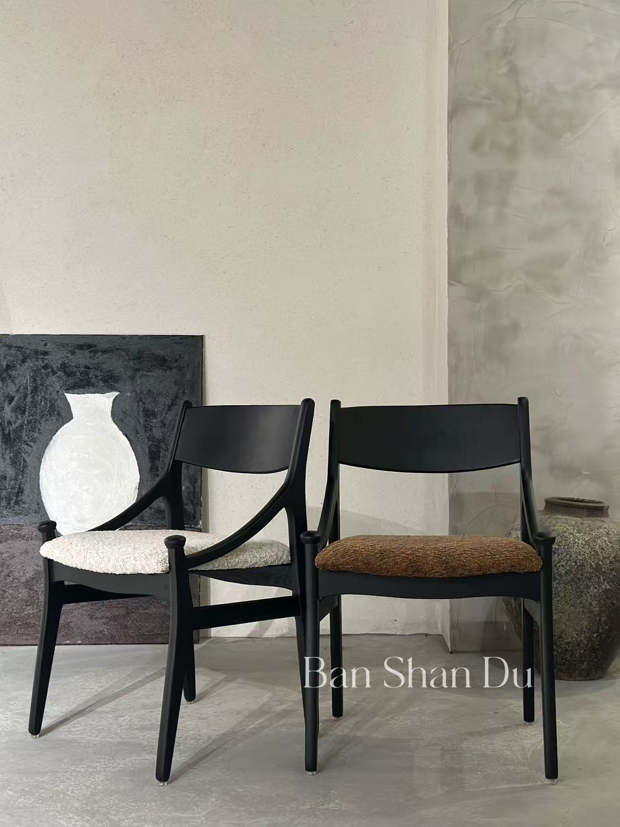 法式中古实木餐椅中古家用白蜡木简约设计师椅子新款菲戈椅