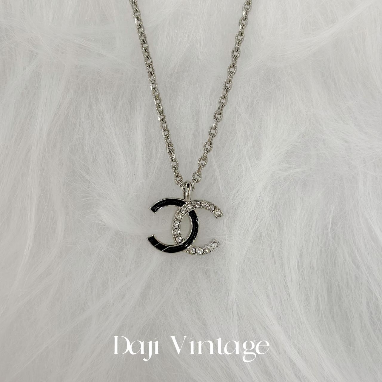 99新 Chanel/香奈儿 大吉中古/CHANEL香奈儿黑色珐琅拼钻双c项链