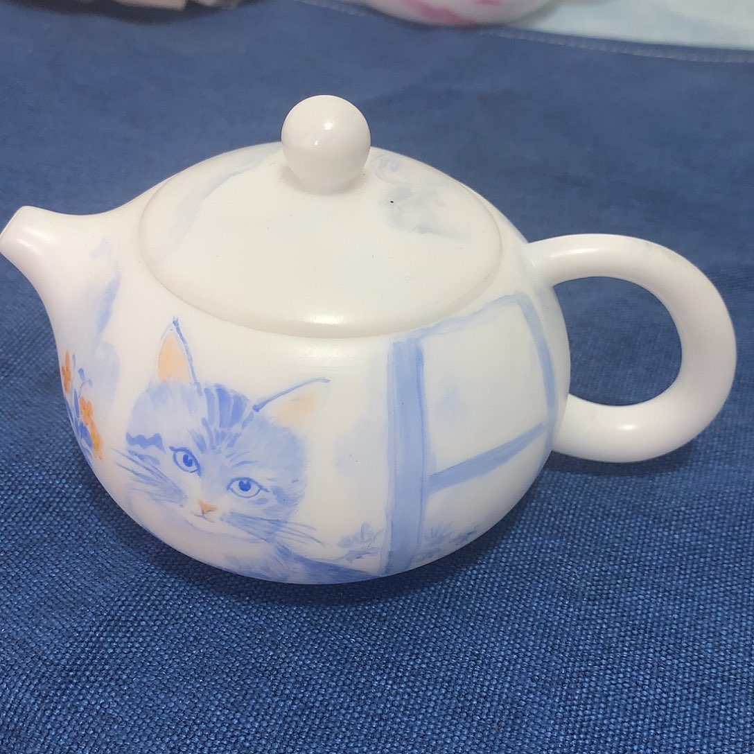 冰种素烧手绘西施壶