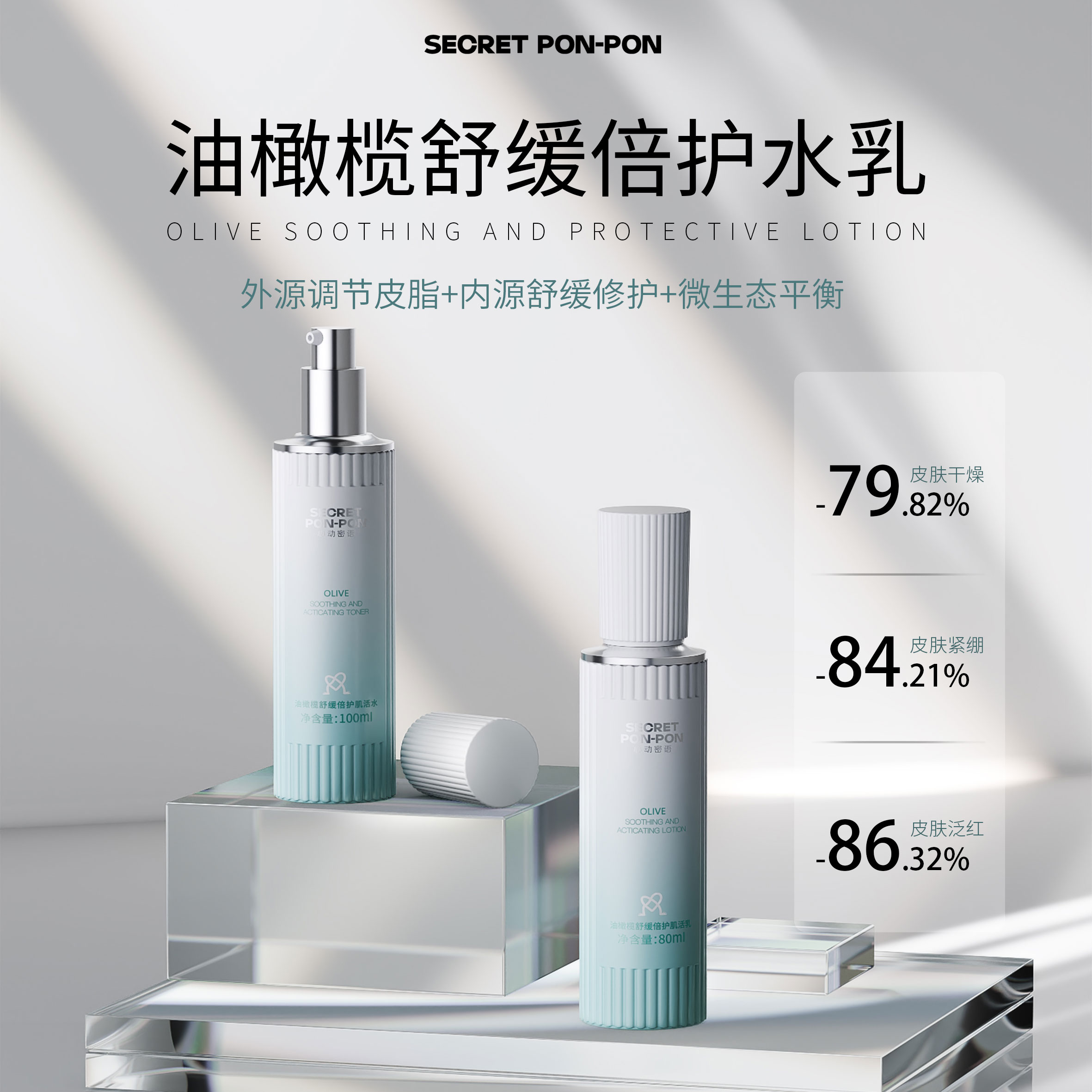 心动密语油橄榄舒缓倍护肌活水乳套组