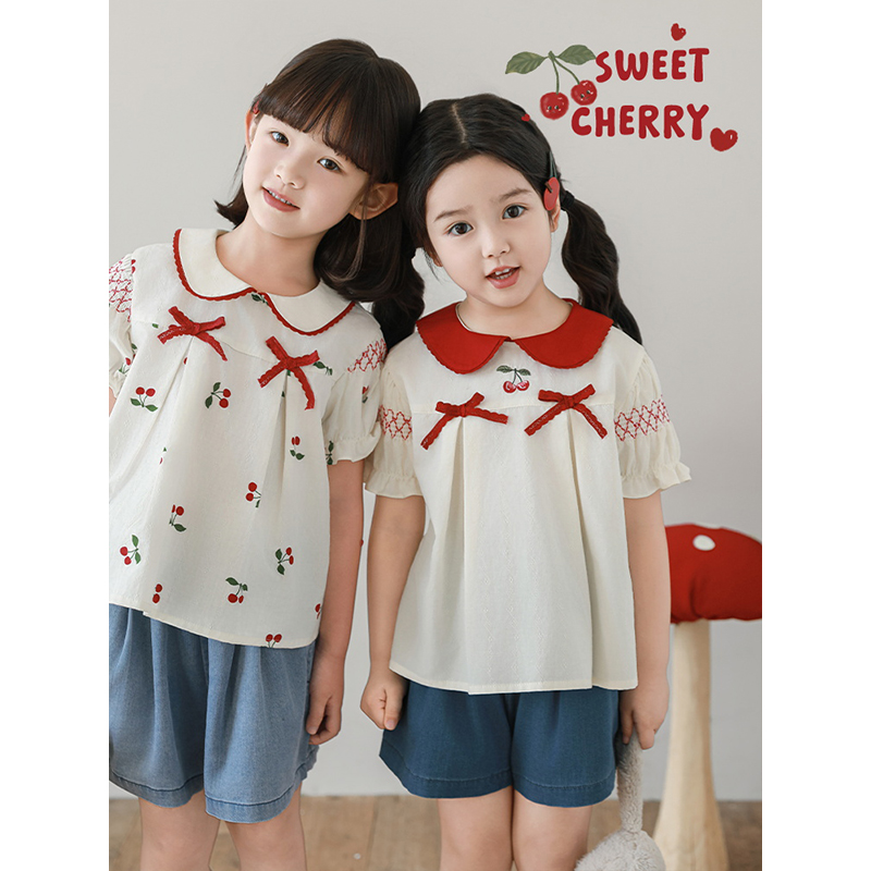 YOEHYAUL/幼悠【多汁樱桃】夏肆波下洋气纯棉 衬衫X5119