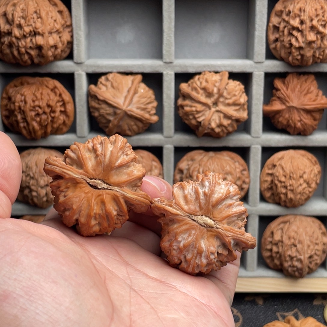 正***甲把件核桃42无修三角白尖微磕碰