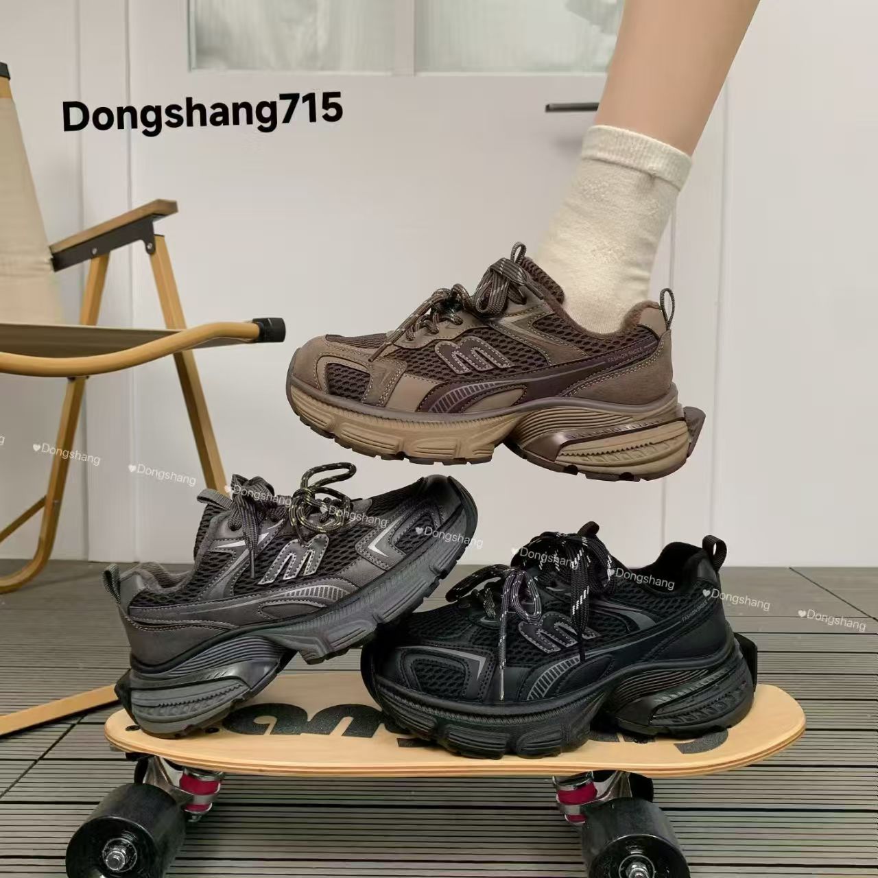 715网红系带爆款女士老爹鞋四季网面厚底透气超轻百搭款