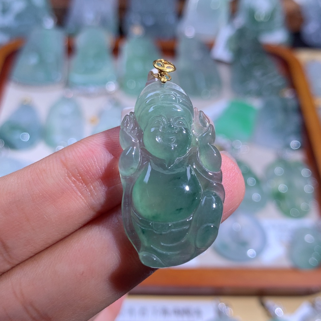 翡翠颈饰18K金镶嵌财财