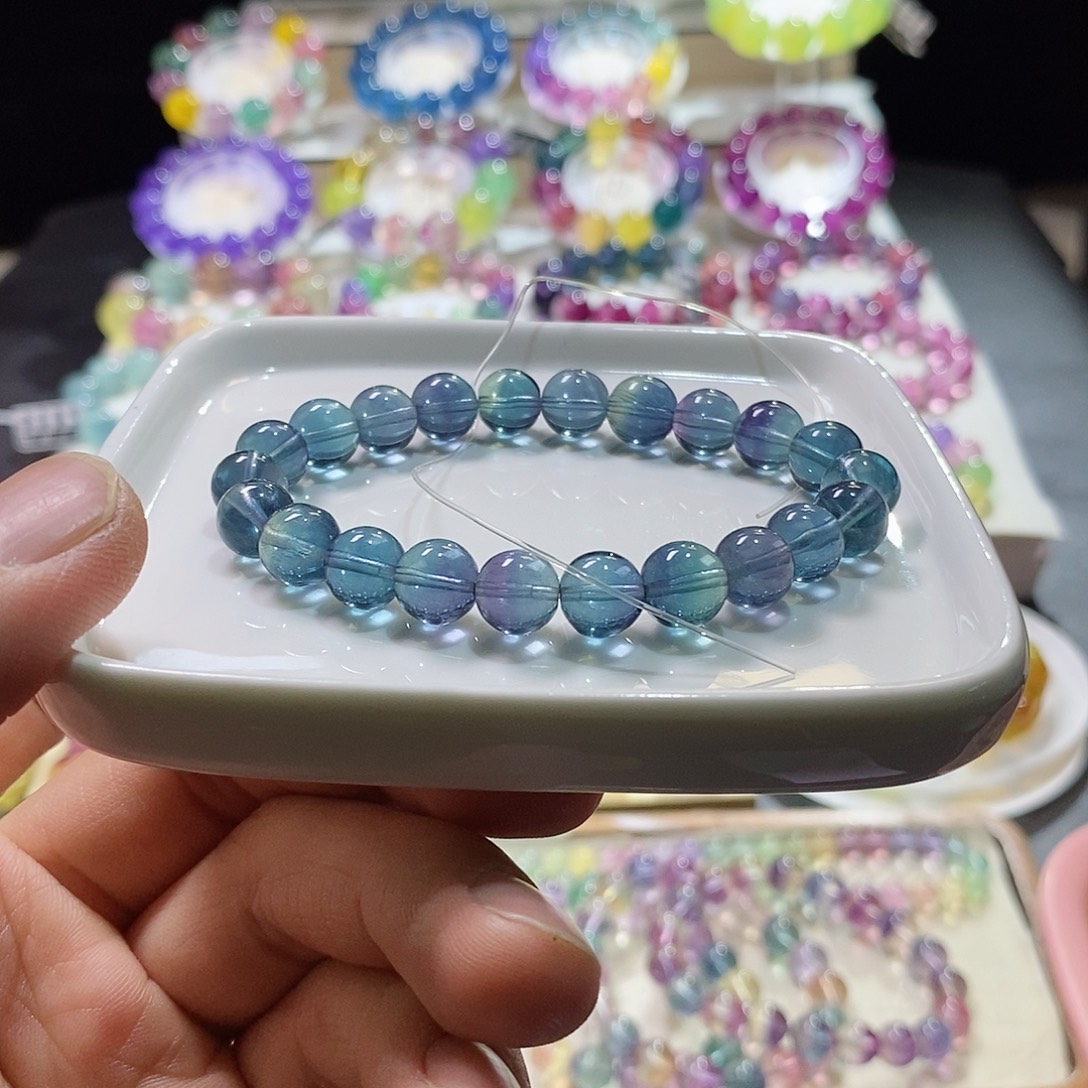 水晶未镶嵌手链鬼蓝色单圈9m