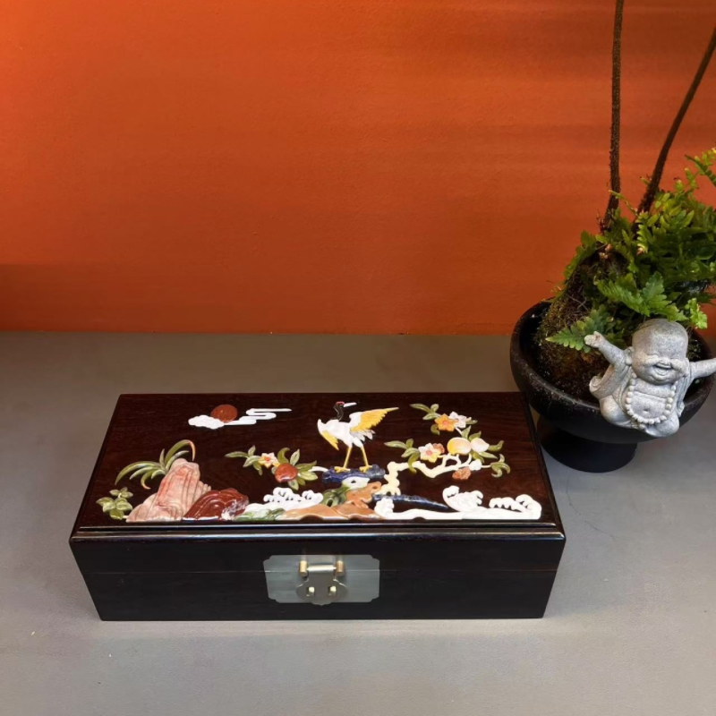 印度小叶紫檀首饰盒百宝嵌珠宝收纳盒百宝盒中式红木礼品结婚礼物