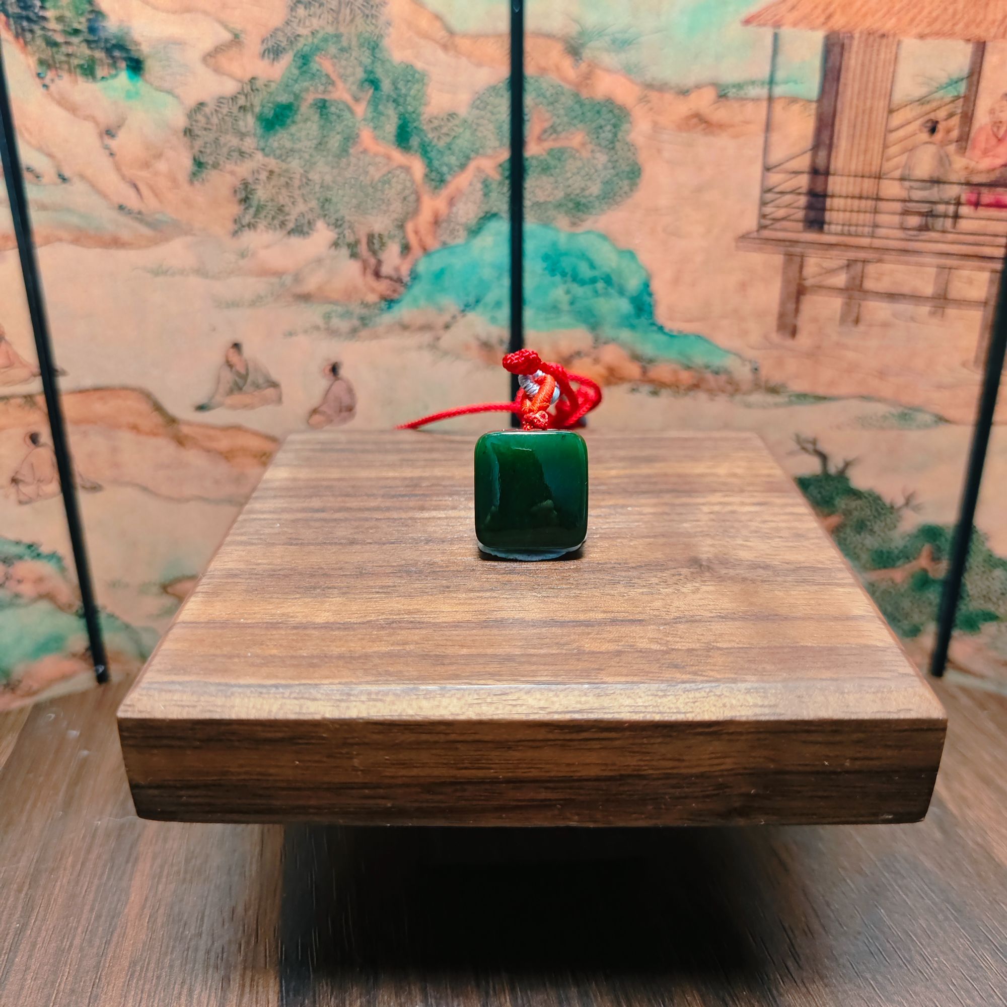 W和田玉碧玉无事牌吊坠5355