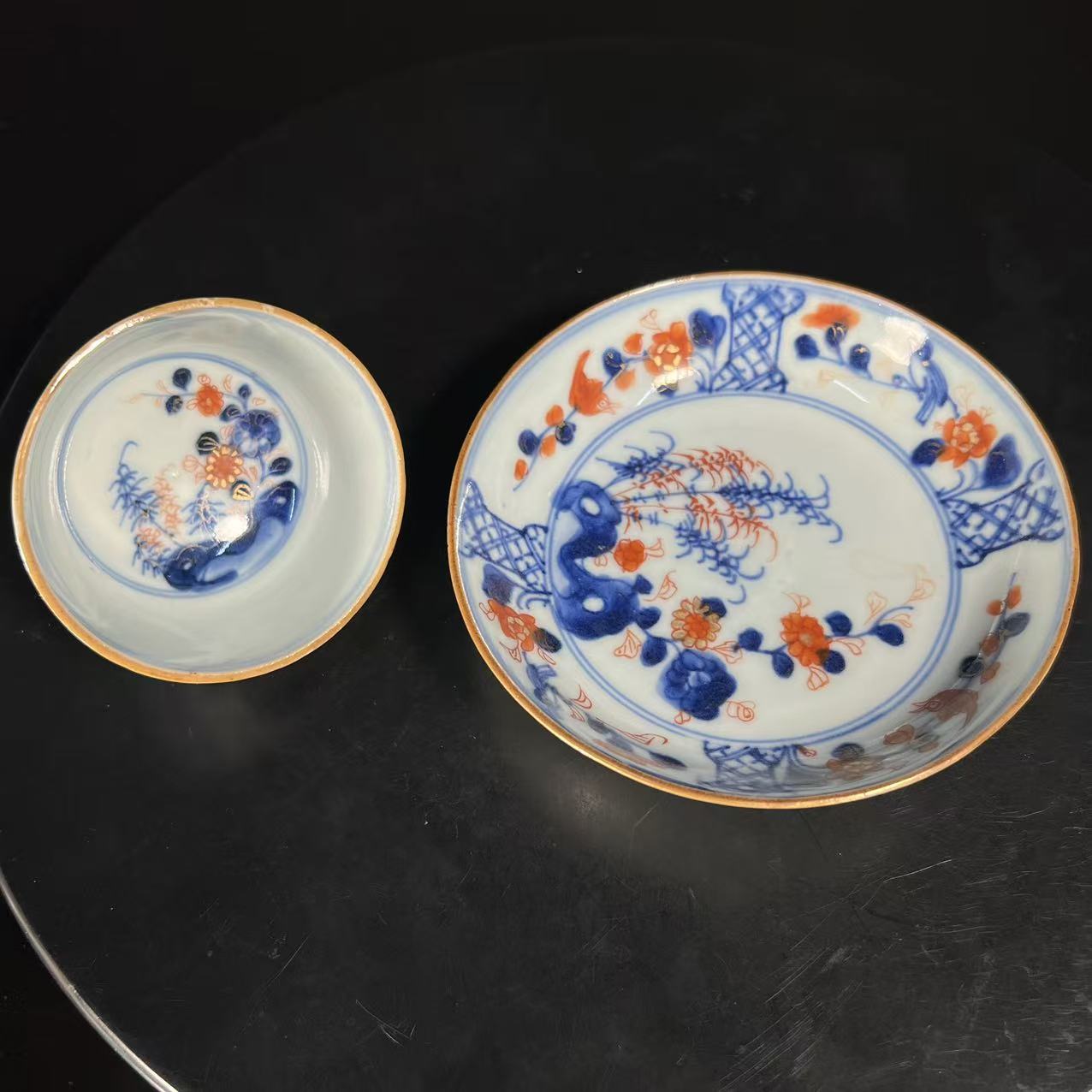 重1青花洞石花卉纹茶具