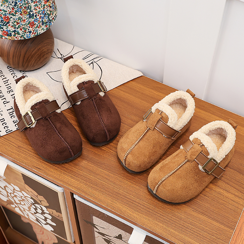 儿童韩版棉鞋2025冬季新款女童时尚复古加厚勃肯鞋男童保暖雪地棉