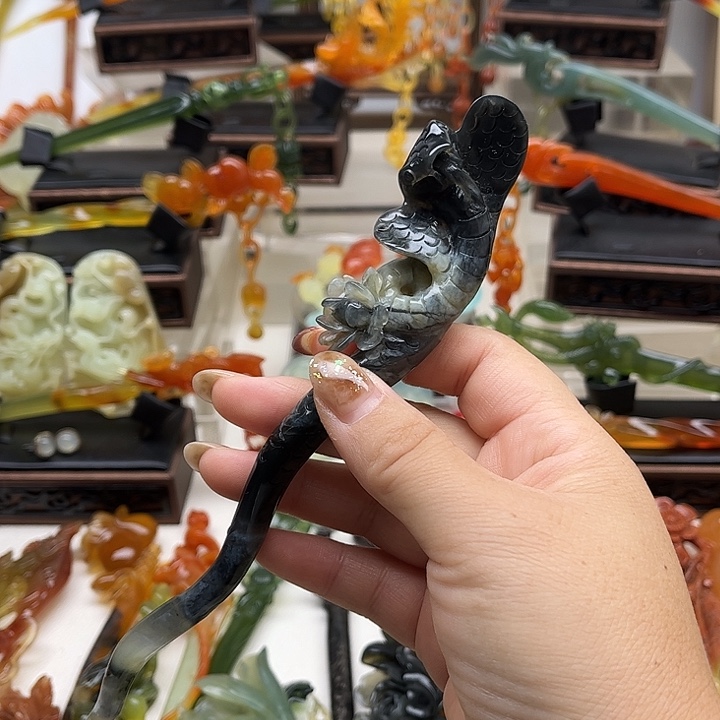 蛇纹石玉岫玉发簪未镶嵌